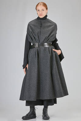 JUNYA WATANABE Long Cape Coat In Wool And Nylon Melton And Leather Like Polyurethanic Resin Ivo Milan