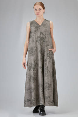 long dress, wide and flared in wool, linen and cashmere chevron  - 396