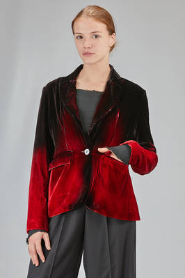 hip-lenght jacket, slim, in smooth viscose, silk and elastan velvet  - 405