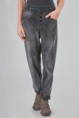 ergonomic trousers in smooth cotton, modal and elastan velvet with degradé shade  - 406