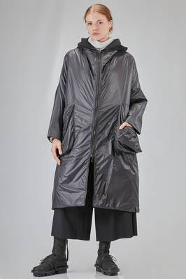 under the knee coat, wide, in nylon canva and virgin wool and polyester bouclé cloth  - 401