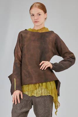 long and wide sweater in hand made and hand dyed nuno-felt in wool and silk  - 379