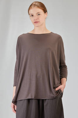 long and wide t-shirt in light and soft cotton and elastan jersey  - 370