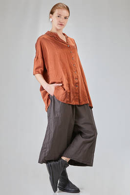 long and wide shirt in washed silk and cotton satin garment dyed - ALBUM DI FAMIGLIA 