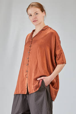 long and wide shirt in washed silk and cotton satin garment dyed - ALBUM DI FAMIGLIA 