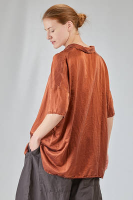 long and wide shirt in washed silk and cotton satin garment dyed - ALBUM DI FAMIGLIA 