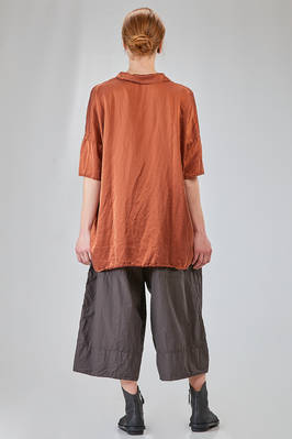 long and wide shirt in washed silk and cotton satin garment dyed - ALBUM DI FAMIGLIA 