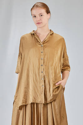 long and wide shirt in washed silk and cotton satin garment dyed  - 370