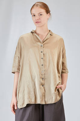 long and wide shirt in washed silk and cotton satin garment dyed  - 370
