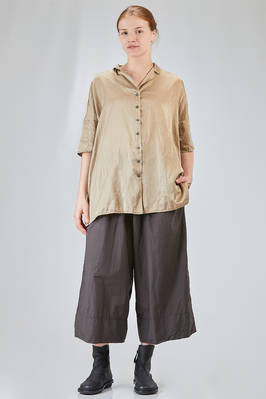 long and wide shirt in washed silk and cotton satin garment dyed - ALBUM DI FAMIGLIA 