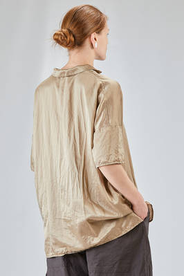 long and wide shirt in washed silk and cotton satin garment dyed - ALBUM DI FAMIGLIA 
