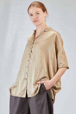 long and wide shirt in washed silk and cotton satin garment dyed - ALBUM DI FAMIGLIA 