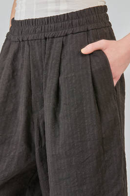 pantalone ampio in chevron lavato e tinto in capo di viscosa e lino - ALBUM DI FAMIGLIA 