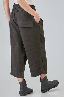 pantalone ampio in chevron lavato e tinto in capo di viscosa e lino - ALBUM DI FAMIGLIA 