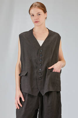 oversized gilet in washed and garment dyed viscose and linen chevron  - 370