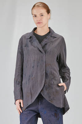 long and wide jacket in linen and silk shantung garment dyed  - 371