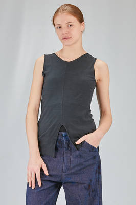long and lean tank top in hand dyed cotton and linen jersey  - 371