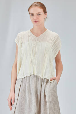 hip-lenght top, wide, in gauzed cotton and polyamide knit  - 227