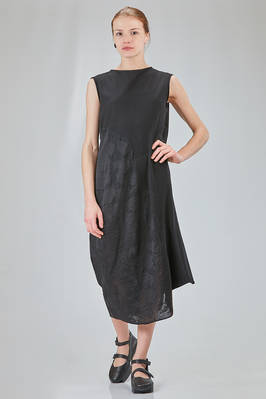 longuette dress, soft and asymmetric, in linen and cotton knit  - 227
