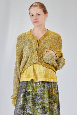 short and wide cardigan in cotton and polyamide mouliné knit hand dyed  - 405
