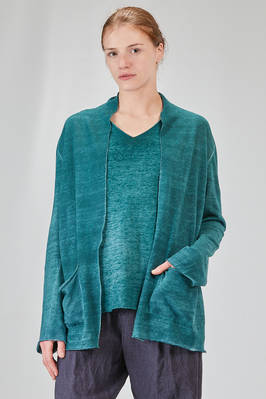 long and wide cardigan in linen and cotton knit hand dyed  - 405