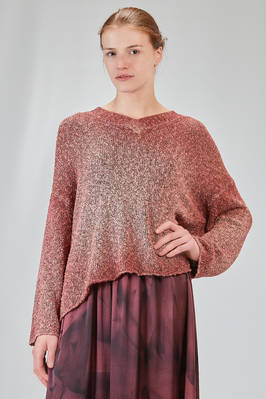 hip-lenght sweater, wide, in cotton and polyamide mouliné knit hand dyed  - 405