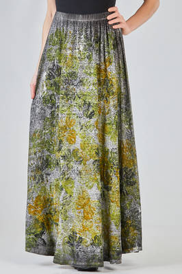 long and wide skirt in linen knit hand dyed with 'posidonia' print  - 405