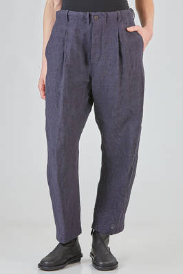 soft trousers in flamed washed linen canvas  - 161