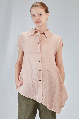 long, wide and asymmetric shirt in flamed washed linen canvas  - 161