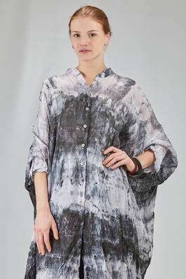 long and wide shirt in light washed and hand dyed linen organza - GILDA MIDANI 