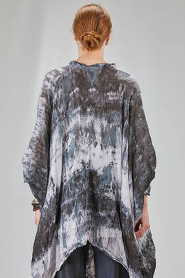 long and wide shirt in light washed and hand dyed linen organza - GILDA MIDANI 