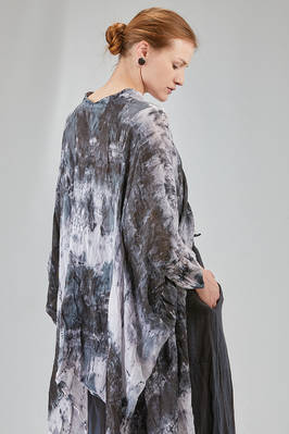 long and wide shirt in light washed and hand dyed linen organza - GILDA MIDANI 