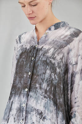 long and wide shirt in light washed and hand dyed linen organza - GILDA MIDANI 