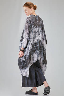 long and wide shirt in light washed and hand dyed linen organza - GILDA MIDANI 