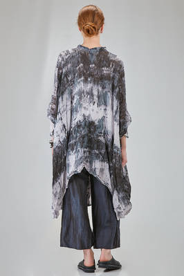 long and wide shirt in light washed and hand dyed linen organza - GILDA MIDANI 