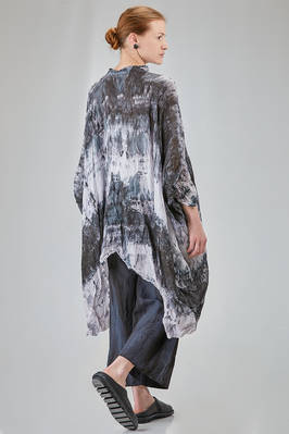 long and wide shirt in light washed and hand dyed linen organza - GILDA MIDANI 
