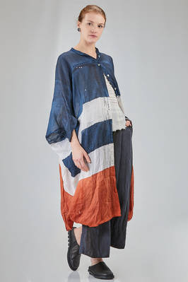camicia lunga e ampia in organza leggerissima di lino lavato tinto a mano - GILDA MIDANI 