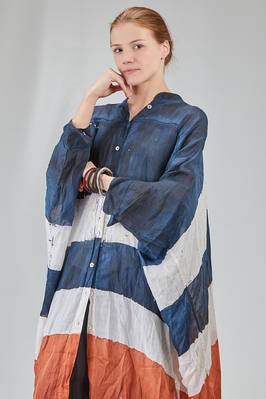 camicia lunga e ampia in organza leggerissima di lino lavato tinto a mano - GILDA MIDANI 