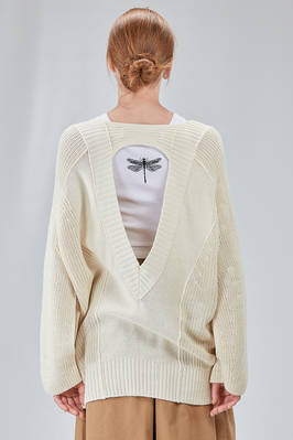 maglia lunga e ampia in maglia di cotone e filato di carta - ISABEL BENENATO 