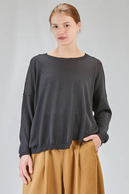 hip-lenght sweater, soft and asymmetric, in light cotton plain knit  - 407