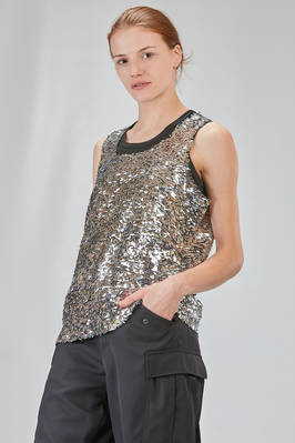 canottiera 'due pezzi' in jersey di poliestere glitterato e in micro-paillettes argentate di poliuretano - JUNYA WATANABE 