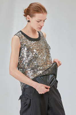canottiera 'due pezzi' in jersey di poliestere glitterato e in micro-paillettes argentate di poliuretano - JUNYA WATANABE 