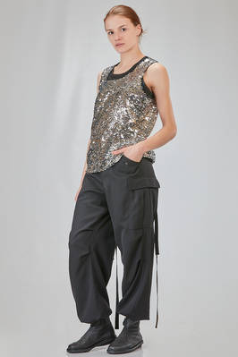 canottiera 'due pezzi' in jersey di poliestere glitterato e in micro-paillettes argentate di poliuretano - JUNYA WATANABE 