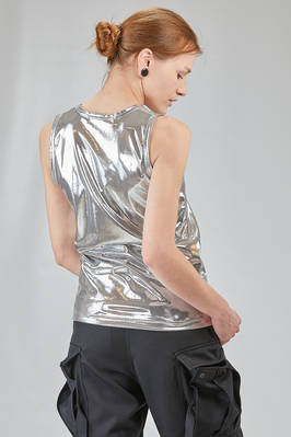 basic tank top, hip-lenght, in metallic polyester and polyurethane jersey - JUNYA WATANABE 