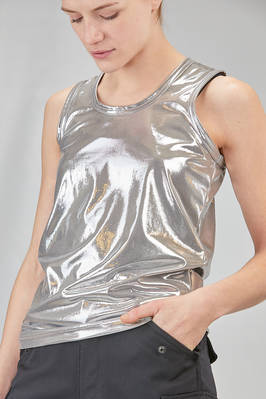 basic tank top, hip-lenght, in metallic polyester and polyurethane jersey - JUNYA WATANABE 