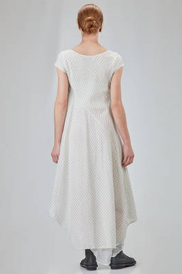 long and asymmetric dress in cotton voile with thin checks design - MARC LE BIHAN 