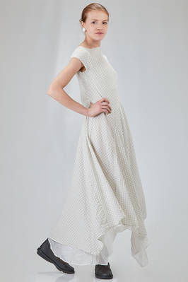long and asymmetric dress in cotton voile with thin checks design - MARC LE BIHAN 
