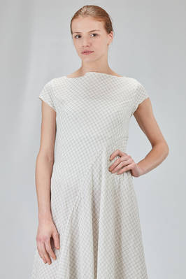 long and asymmetric dress in cotton voile with thin checks design - MARC LE BIHAN 