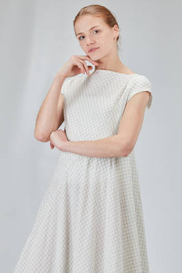 long and asymmetric dress in cotton voile with thin checks design - MARC LE BIHAN 