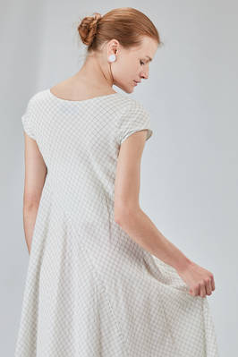 long and asymmetric dress in cotton voile with thin checks design - MARC LE BIHAN 